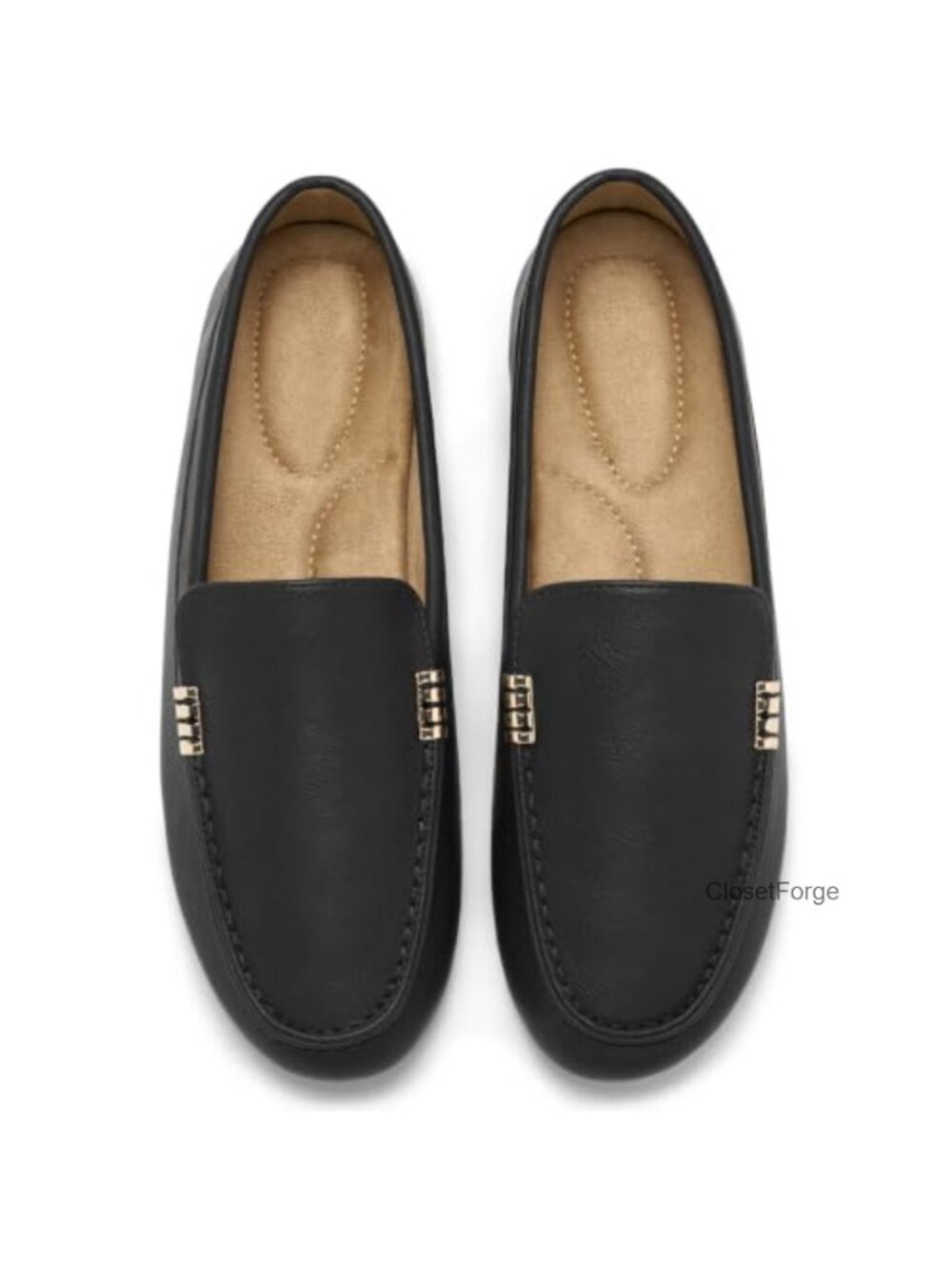 Faux Leather Slip On Loafers Memory Foam Comfort Flats Business
